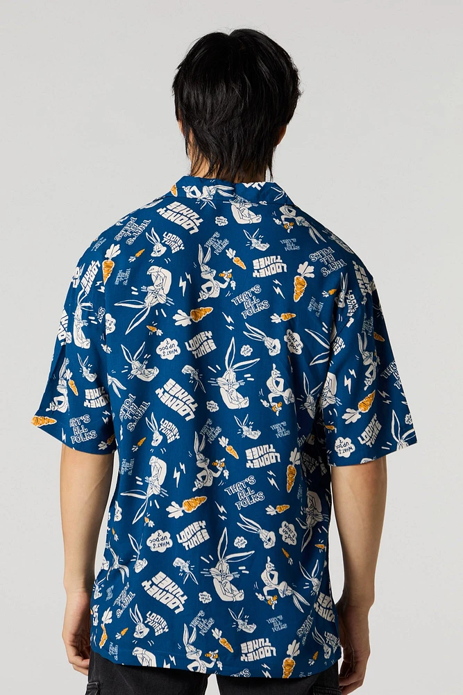 Bugs Bunny Print Button-Up Top