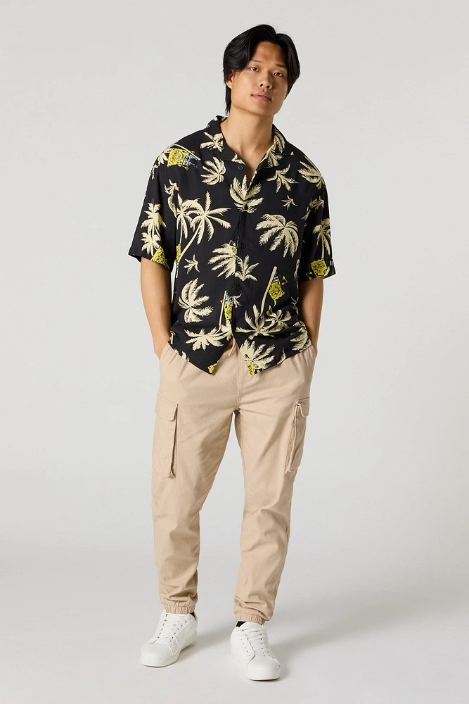 Tropical SpongeBob Print Button-Up Top