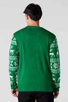 Chandail de Noël en tricot jacquard avec motif vert