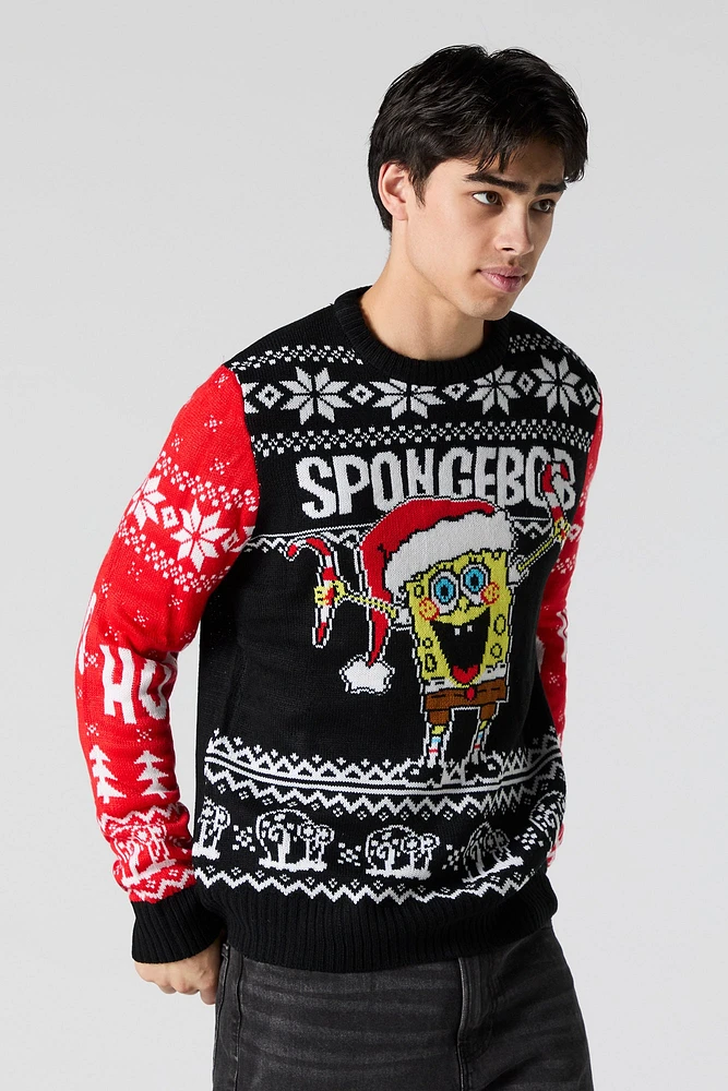 Chandail de Noël en tricot jacquard SpongeBob