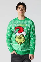 Chandail de Noël en tricot jacquard Resting Grinch Face