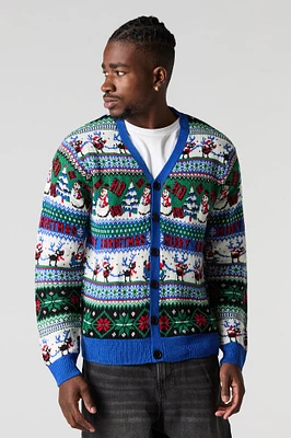 Cardigan avec bonhomme de neige en jacquard Affreux Noël