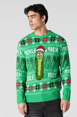 Chandail de Noël en tricot jacquard Pickle Rick