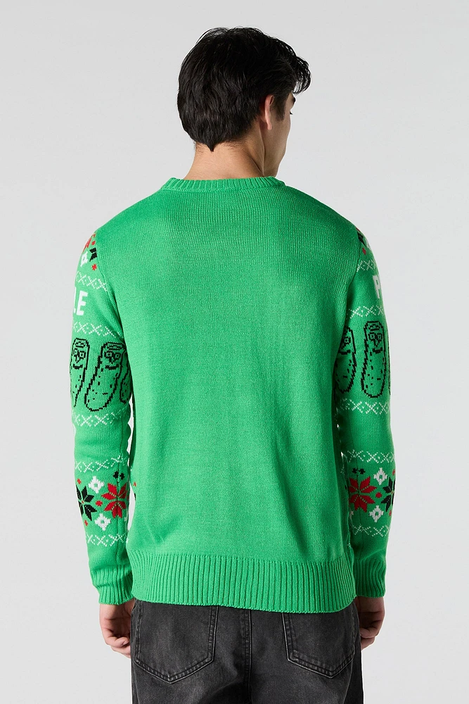 Chandail de Noël en tricot jacquard Pickle Rick