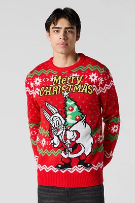 Chandail de Noël en tricot jacquard Bugs Bunny