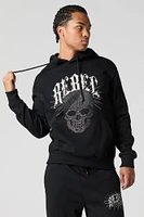 Graphic Rhinestone Fleece Hoodie