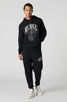 Graphic Rhinestone Fleece Hoodie