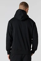 Letter Embossed Fleece Hoodie