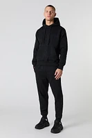 Letter Embossed Fleece Hoodie