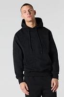 Letter Embossed Fleece Hoodie