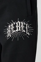 Graphic Rhinestone Fleece Jogger