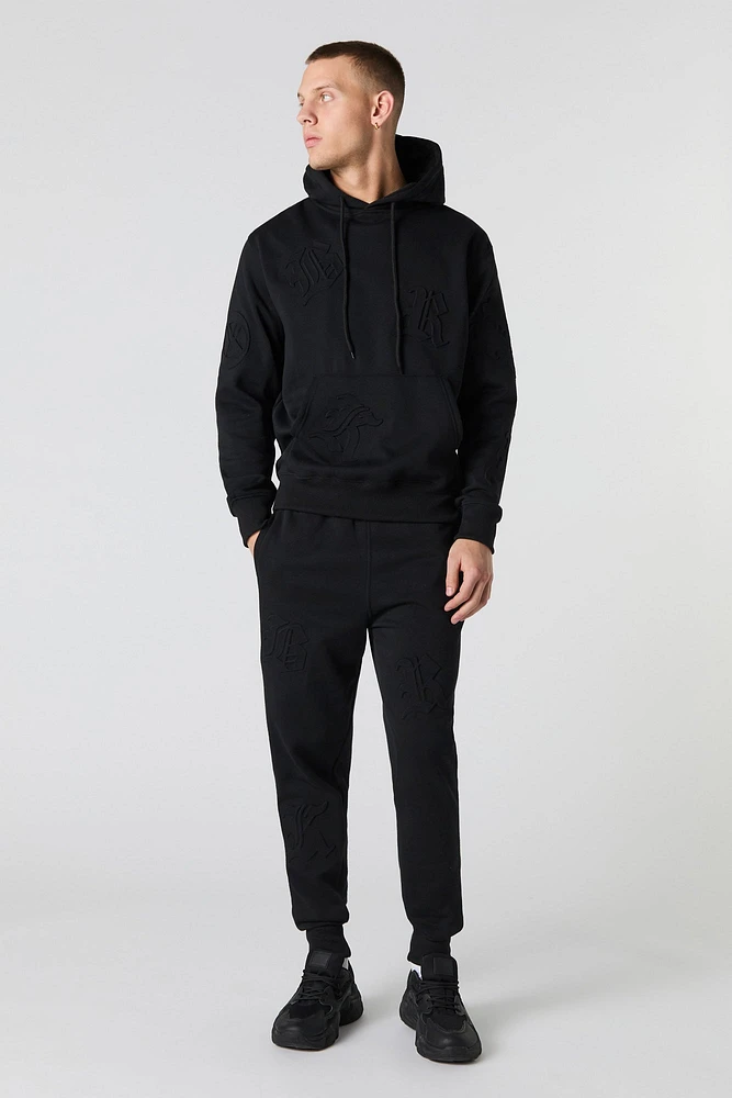 Letter Embossed Fleece Jogger