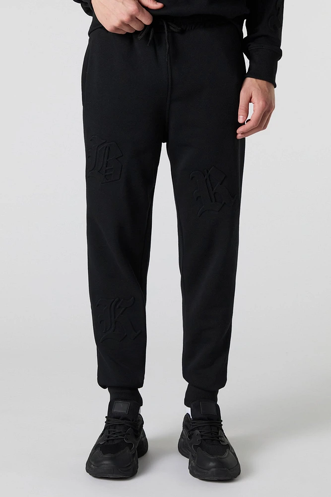 Letter Embossed Fleece Jogger