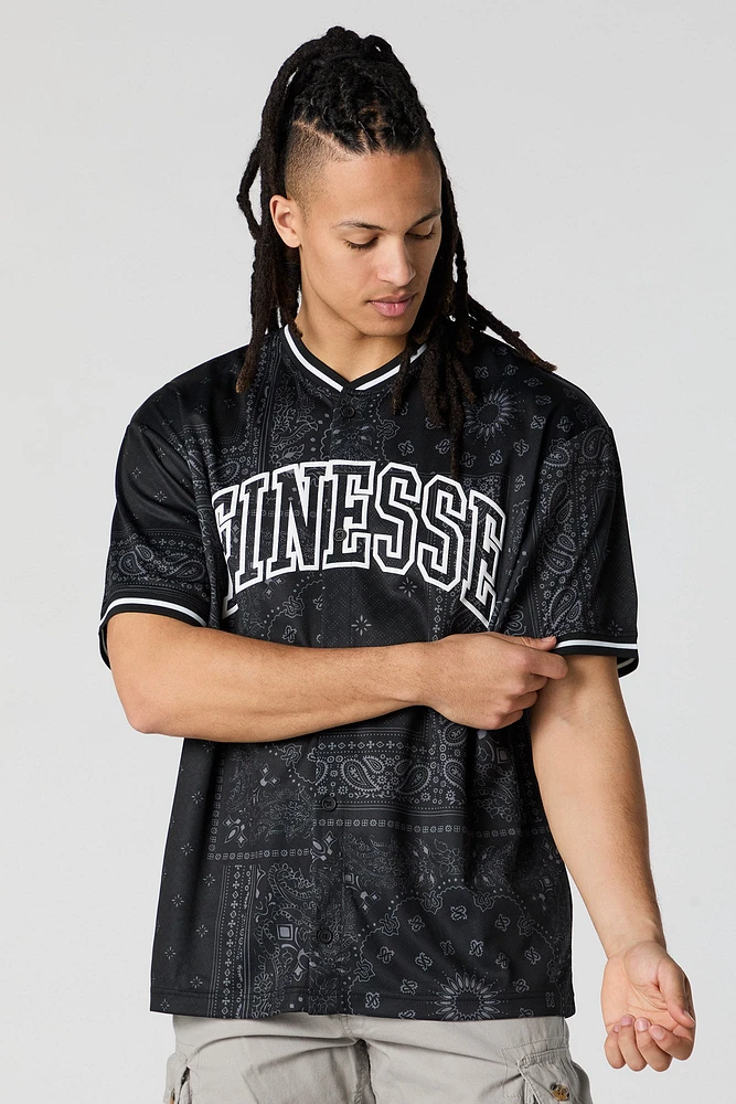 Bandana Print Finesse Graphic Mesh Baseball Jersey