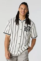 Pinstriped LA Graphic Mesh Baseball Jersey