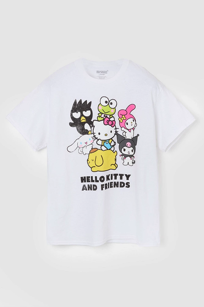 Hello Kitty and Friends White Graphic T-Shirt