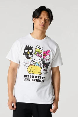 T-shirt blanc à imprimé Hello Kitty and Friends