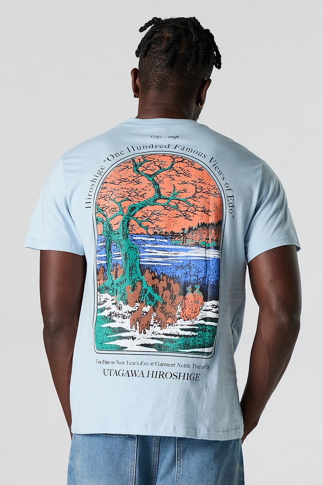 T-shirt à imprimé Hiroshige