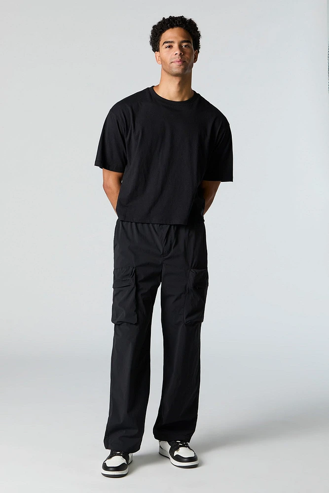 Nylon Zip Pocket Straight Leg Cargo Pant