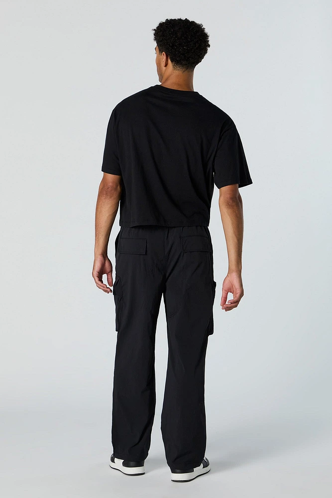 Nylon Zip Pocket Straight Leg Cargo Pant