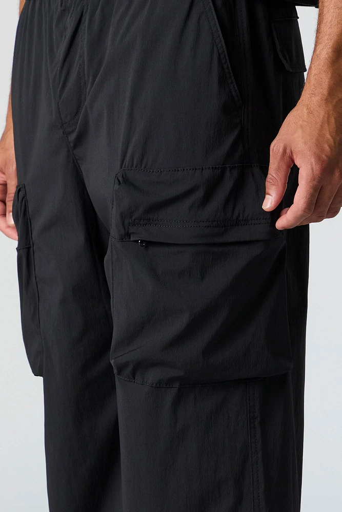 Nylon Zip Pocket Straight Leg Cargo Pant