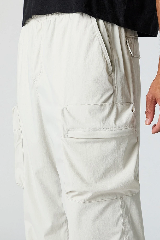 Pantalon cargo Ã  jambe droite en nylon avec poches fermeture glissiÃ¨re