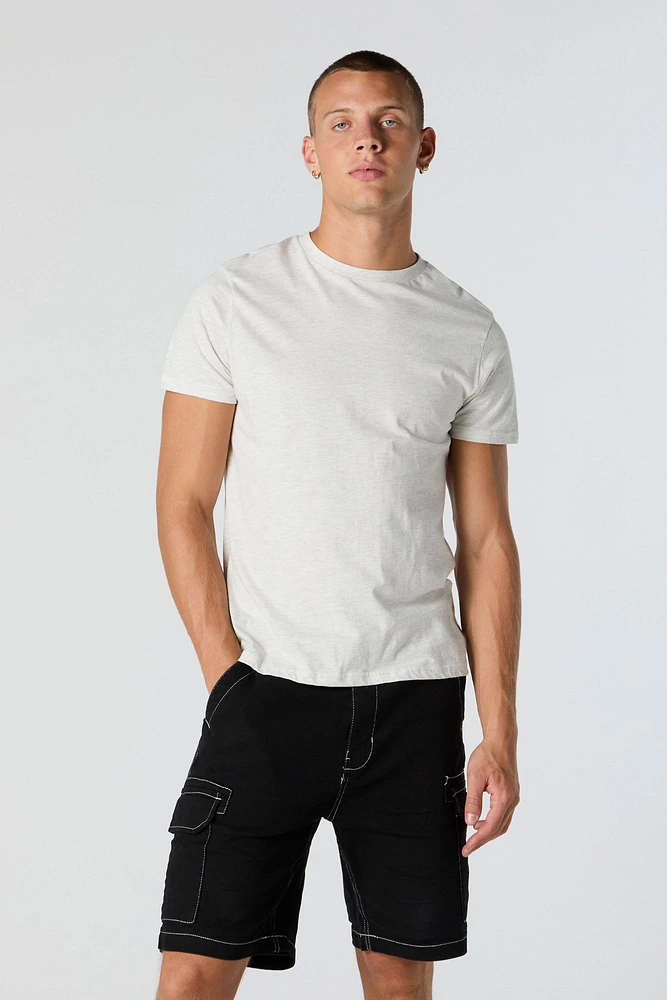 Contrast Stitch Denim Cargo Short