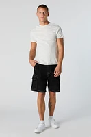 Contrast Stitch Denim Cargo Short