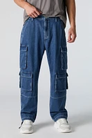 Jean cargo ample rigide avec poches multiples