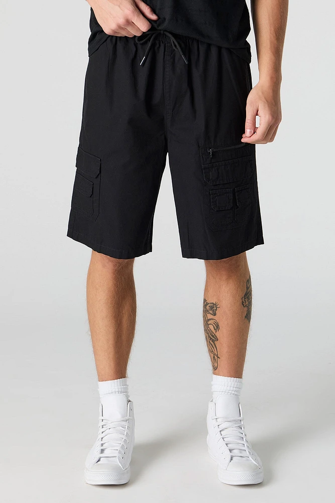 Drawstring Zip Pocket Cargo Short