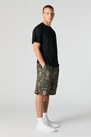 Short cargo avec poches à fermeture glissière et taille coulissante