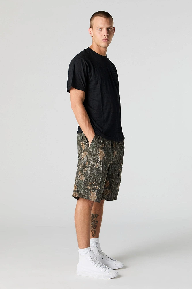 Short cargo avec poches à fermeture glissière et taille coulissante