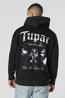Haut à capuchon en molleton imprimé Tupac