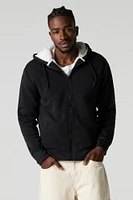 Sherpa Lined Zip-Up Fleece Hoodie