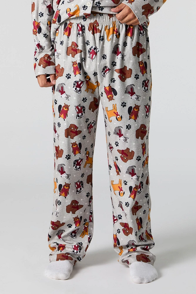 Ensemble pyjama Pyjamas de famille à imprimé Furry Friends en flanelle pour homme