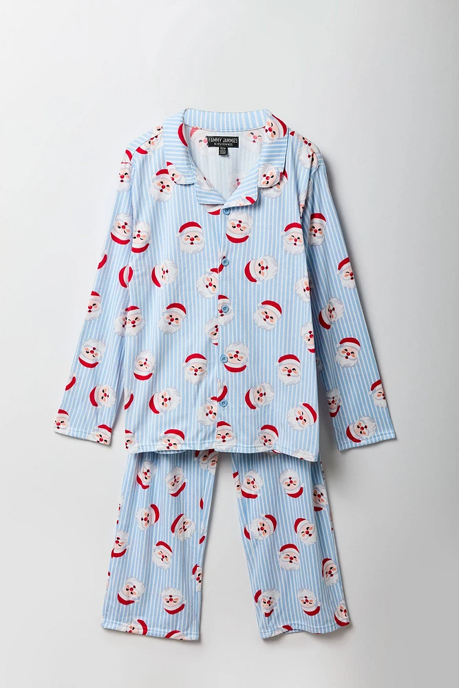 Ensemble pyjama Pyjamas de famille en flanelle à imprimé Père Noël pour hommes