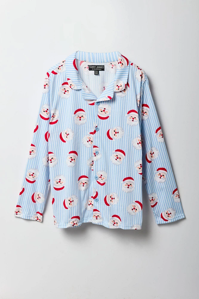 Ensemble pyjama Pyjamas de famille en flanelle à imprimé Père Noël pour hommes