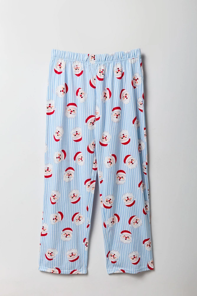 Ensemble pyjama Pyjamas de famille en flanelle à imprimé Père Noël pour hommes