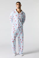 Ensemble pyjama Pyjamas de famille en flanelle à imprimé Père Noël pour hommes