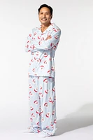 Ensemble pyjama Pyjamas de famille en flanelle à imprimé Père Noël pour hommes