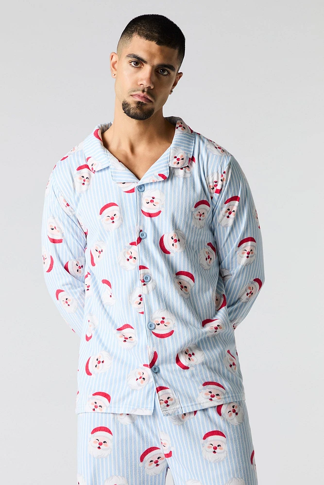 Ensemble pyjama Pyjamas de famille en flanelle à imprimé Père Noël pour hommes