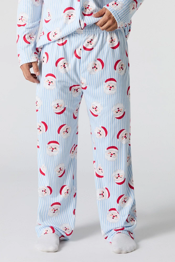 Ensemble pyjama Pyjamas de famille en flanelle à imprimé Père Noël pour hommes