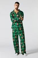 Ensemble pyjama Pyjamas de famille en flanelle à imprimé Rudolph pour hommes