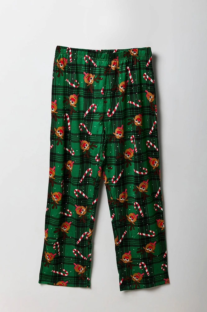 Ensemble pyjama Pyjamas de famille en flanelle à imprimé Rudolph pour hommes