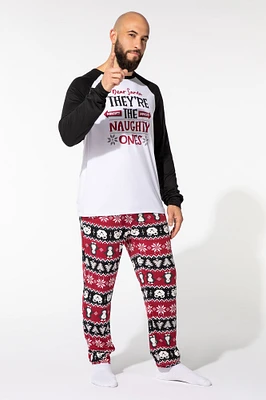 Ensemble deux pièces Pyjama de la famille à imprimé Naughty or Nice pour hommes