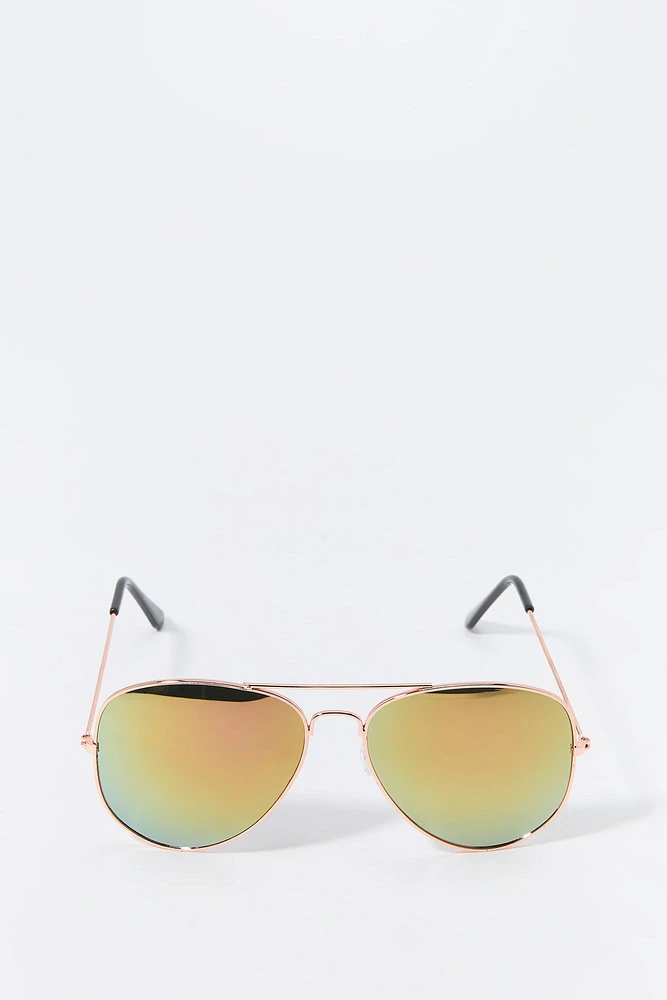 Lunettes de soleil aviateur rose doré