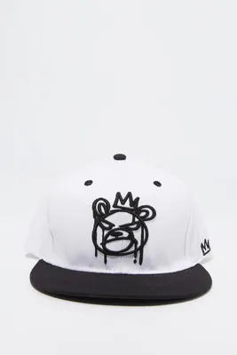 Two Tone King Bear Embroidered Snapback Hat