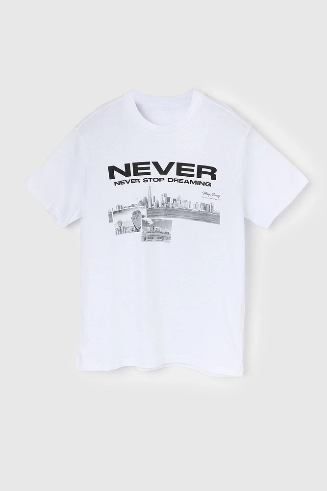 T-shirt à imprimé Never Stop Dreaming