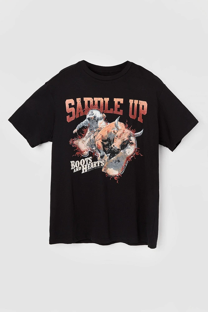 Boots and Hearts Saddle Up Graphic T-Shirt