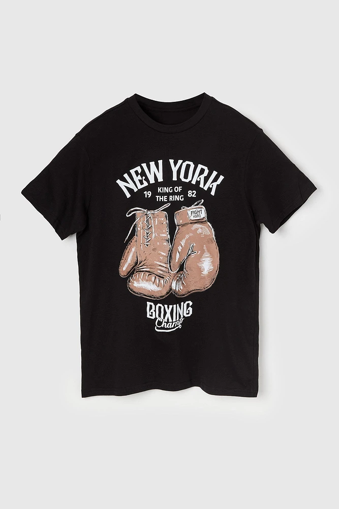 T-shirt à imprimé New York Boxing